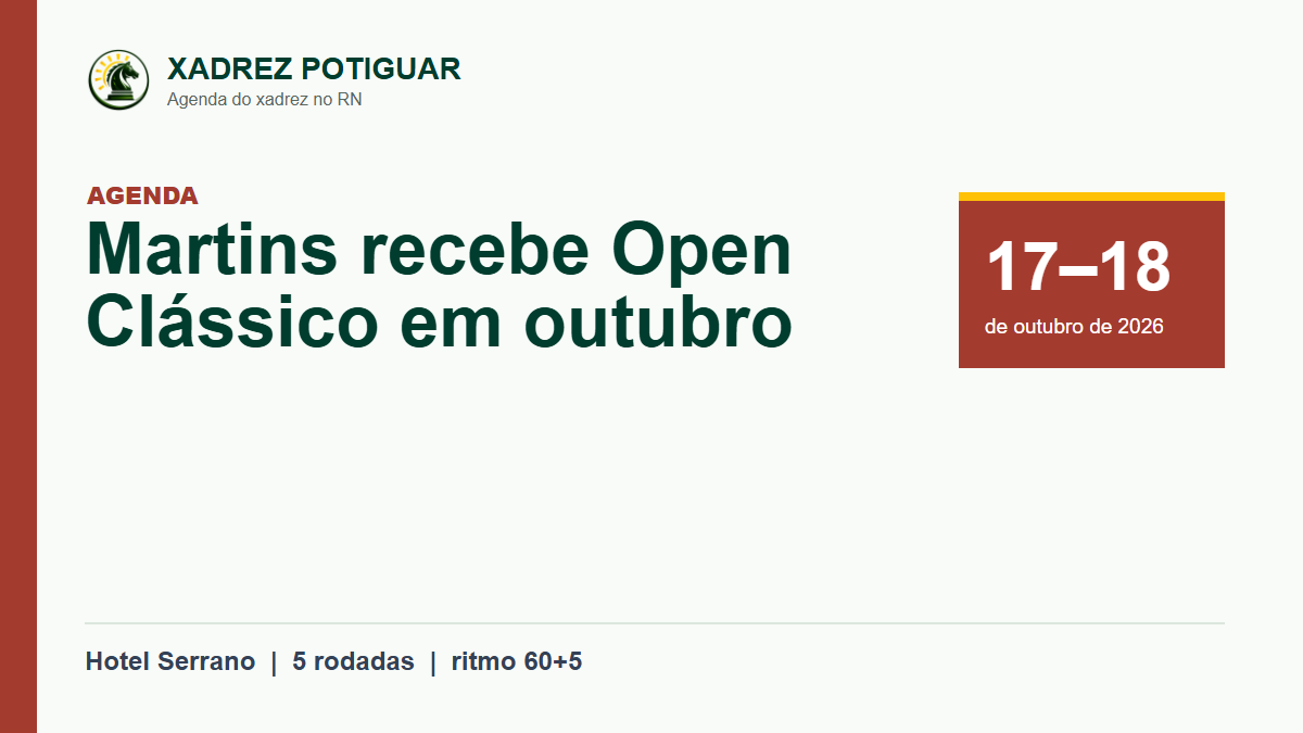 Arte de divulgação do Open Clássico Martins